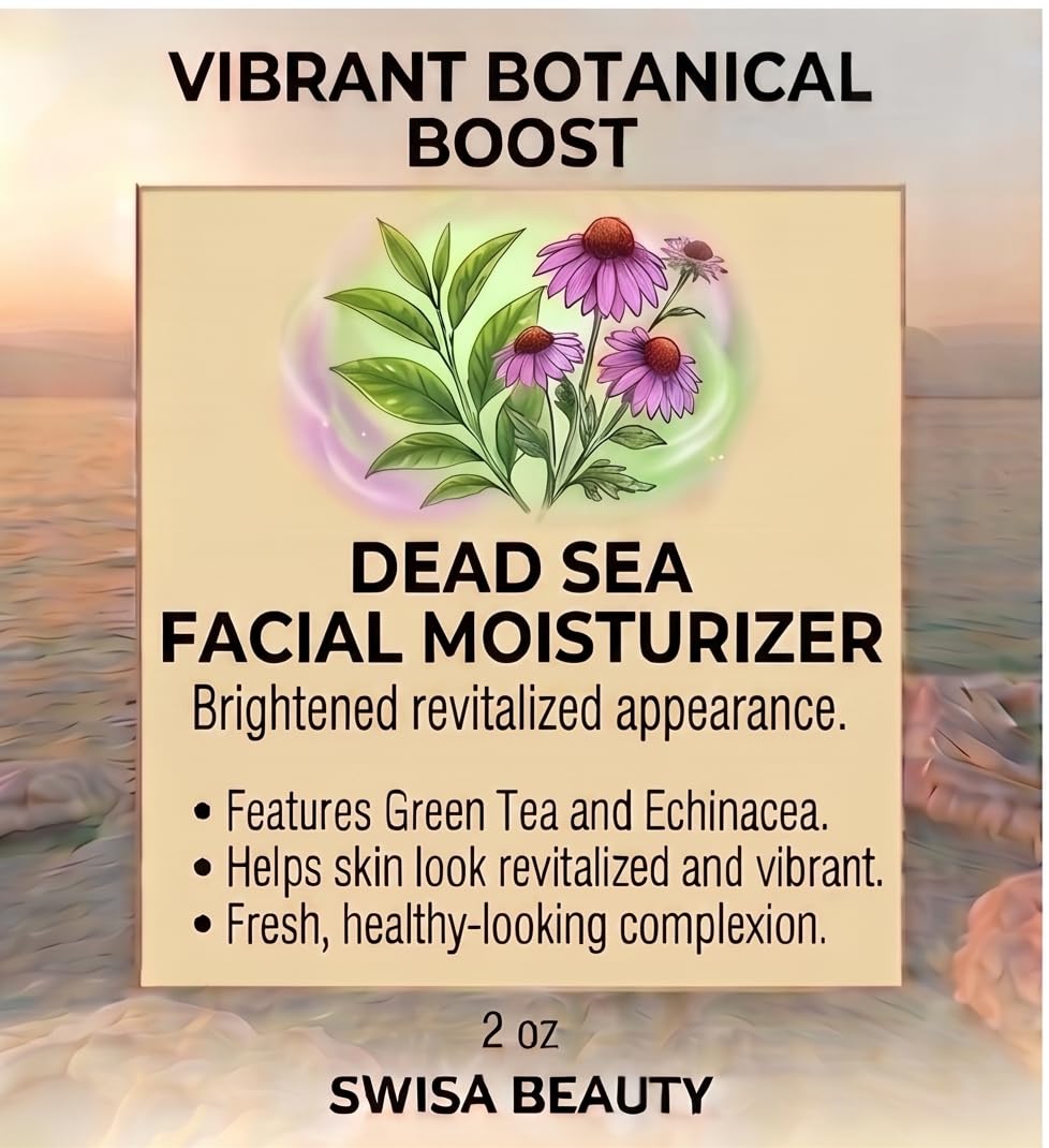 Swisa Beauty Dead Sea Facial Moisturizer - Daily Mineral Hydrator & Conditioning Cream to Soften & Nourish the Skin with Aloe, Seaweed & Green Tea, 2 Beauty & Personal Care Swisa Beauty