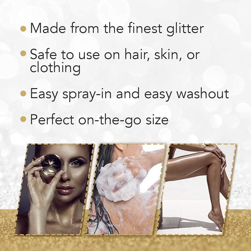 Punky Temporary Hair and Body Glitter Spray, Gold - Glitters Hairspray, Adds Shimmery Glow, Hair Glitter for Kids, Women, Men 3.5 oz Beauty & Personal Care Jerome Russell