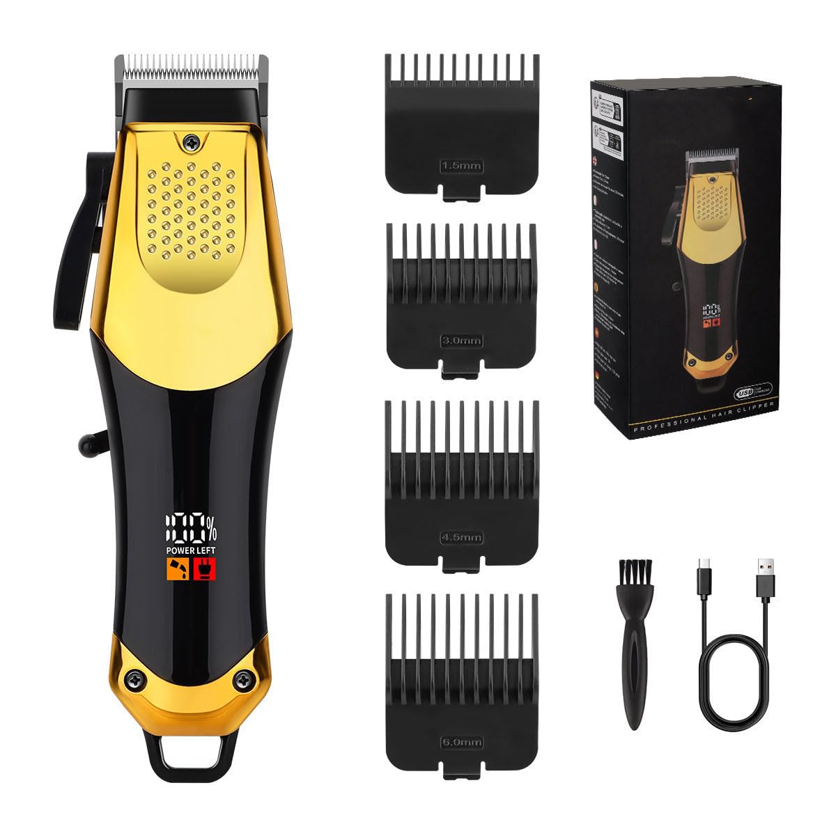GLESVOWIO Professional Hair Clippers for Men - 9000RPM Brush Motor & Stainless Steel Blades Barber-Grade Cordless & Trimmer Set for Fade Designs Beauty and Personal Care GLESVOWIO