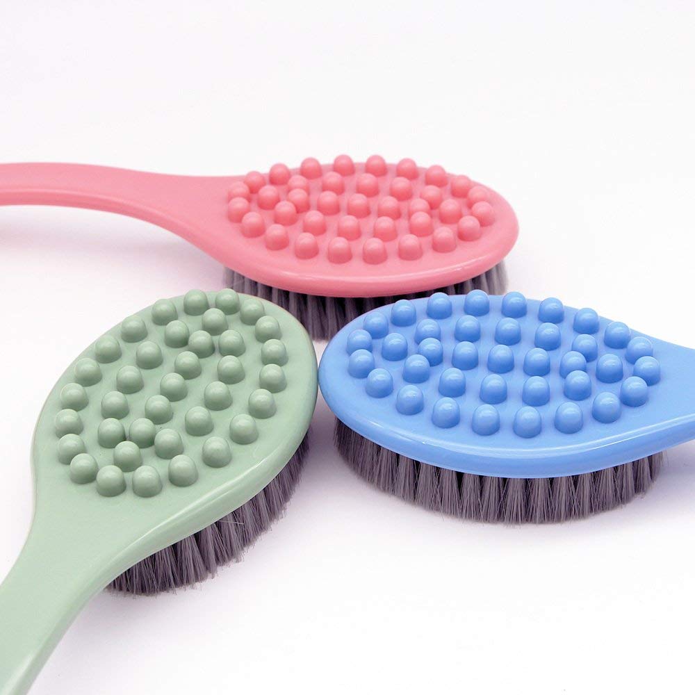 QiCheng&LYS Bath Brush with Long Handle, Handheld Body Massage Brush Shower Back Scrubber-14inch (Blue) Beauty & Personal Care QiCheng&LYS