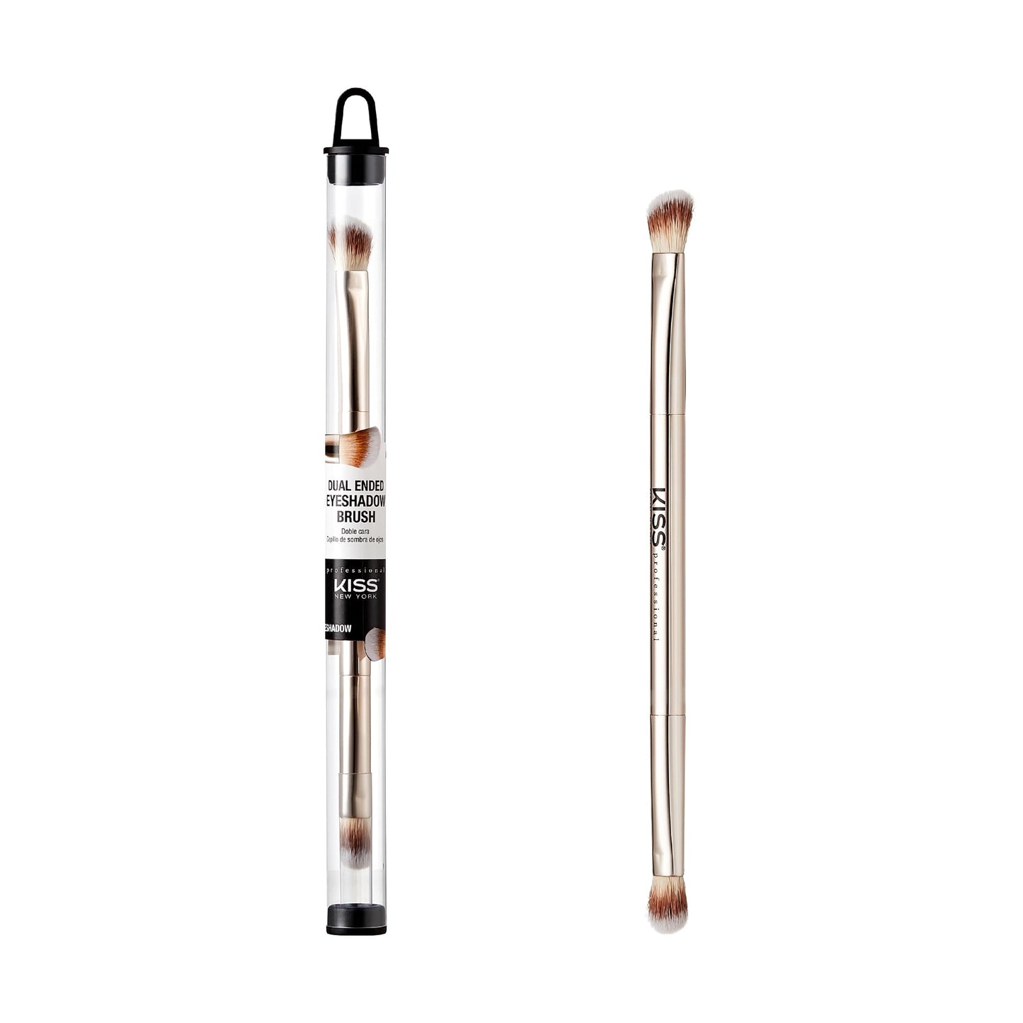 KISS NEW YORK Professional Dual Ended Eyeshadow Brush, Angled & Large Brush for Precise Shaping, Smudging Eyeshadow Application, Blending & Set Target Beauty & Personal Care Kiss