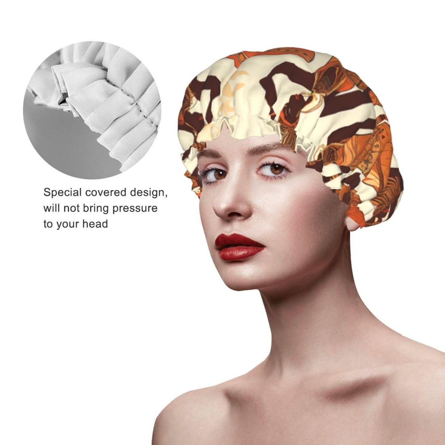 African Tribal Woman Shower Cap For Women Reusable Double Layers Bathing Bath Cap Hair Caps Waterproof Elastic Band Ladies Spa Salon Shower Hat Hair Beauty and Personal Care GDSHJKLW
