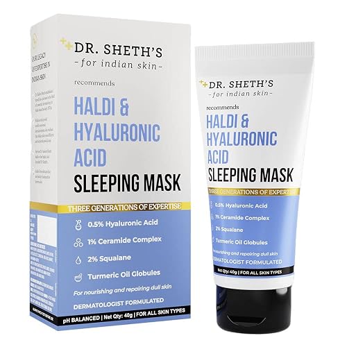 Dr. Sheth's Turmeric & Hyaluronic Acid Sleeping Gel Face Mask | Hydrates & Plumps skin | Soothes & Repairs Tired Skin | Anti Dullness Sleep Mask | Beauty & Personal Care Dr. Sheth's
