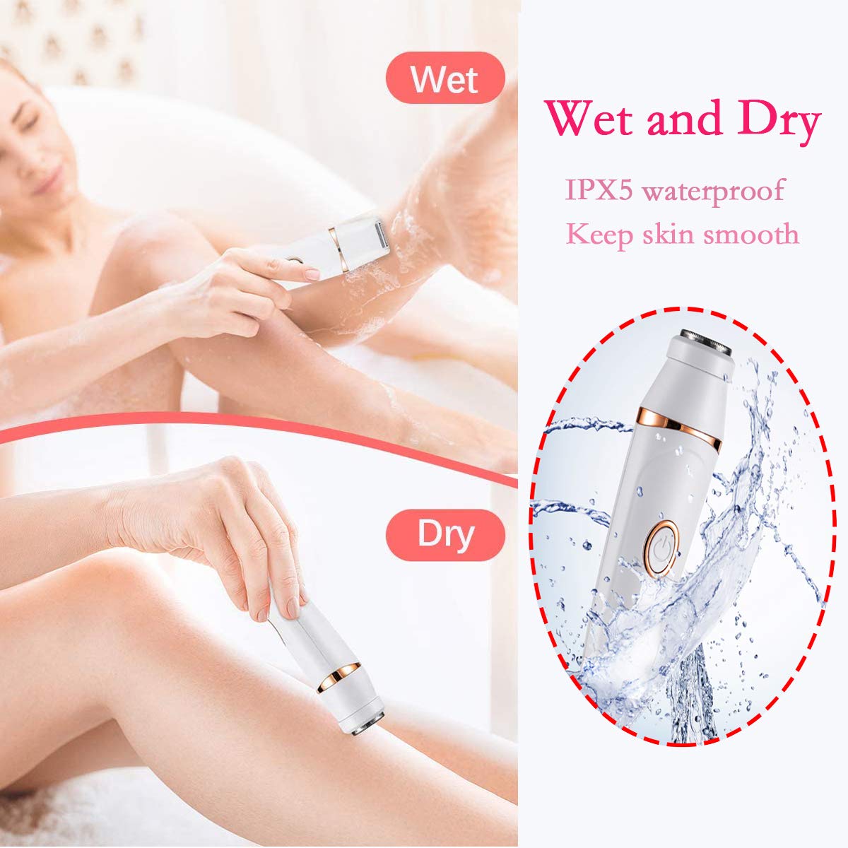 Electric Razor for Women,7 in 1 Painless Lady Shaver Set,Rechargeable Cordless Facial Hair Removal,Bikini Trimmer,for Face,Eyebrow,Nose, Underarm Beauty and Personal Care superqiu