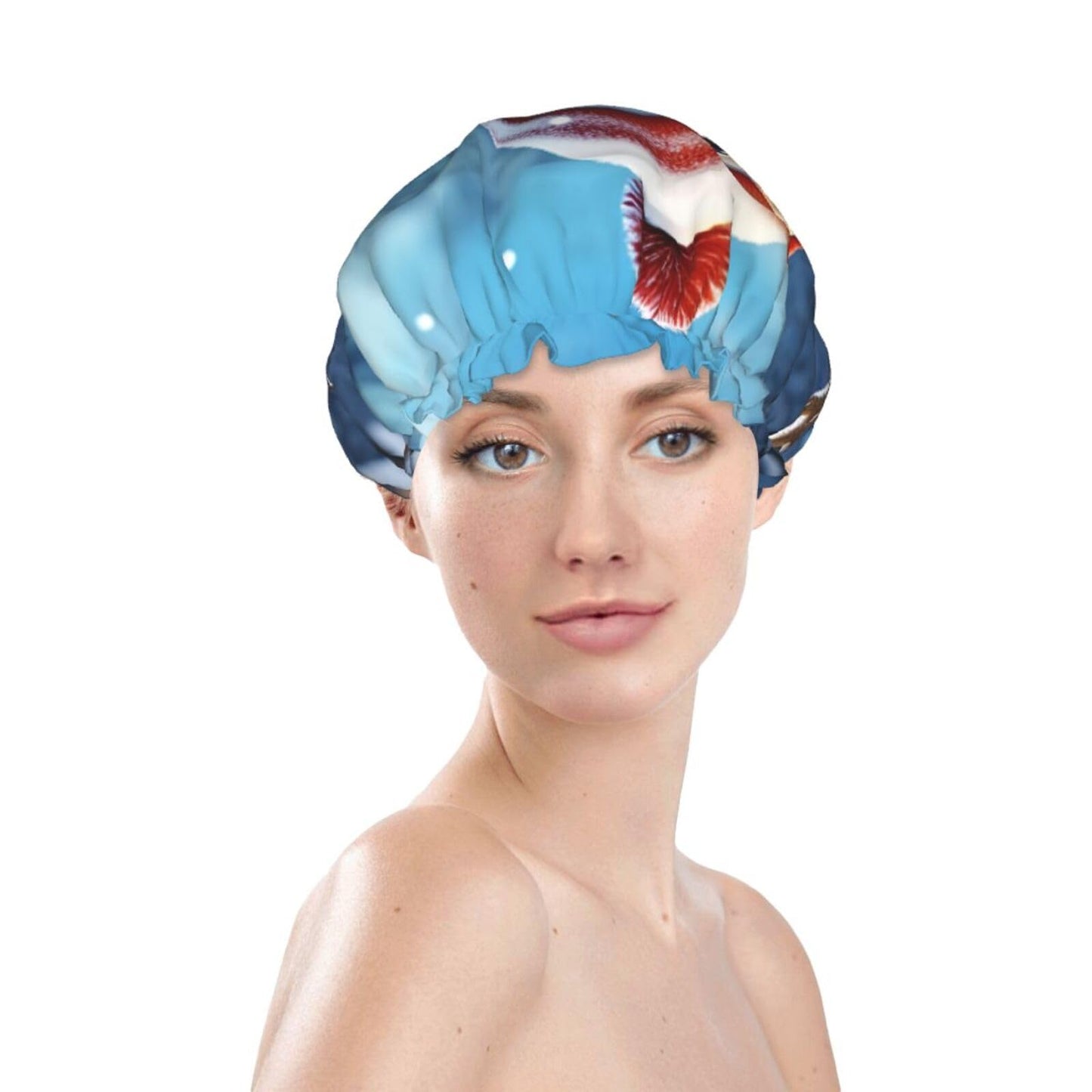 Happy Snowman Shower Cap For Women Reusable Double Layers Bathing Bath Cap Hair Caps Waterproof Elastic Band Ladies Spa Salon Shower Hat Hair Caps Beauty and Personal Care GDSHJKLW