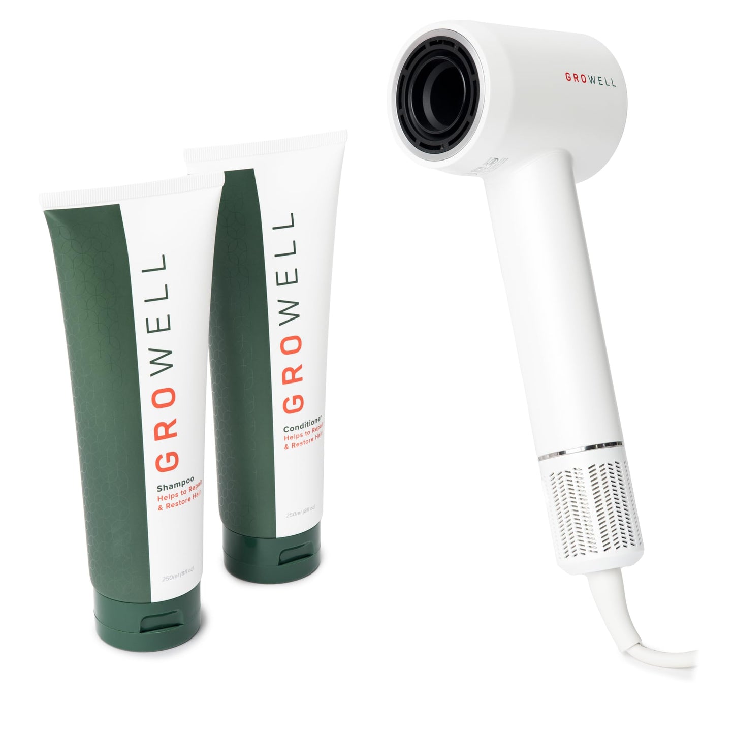 GroWell Hair Care Bundle: Hi-Speed Negative Ion Hair Dryer, Shampoo, Conditioner, Scalp Massager Beauty & Personal Care GroWell