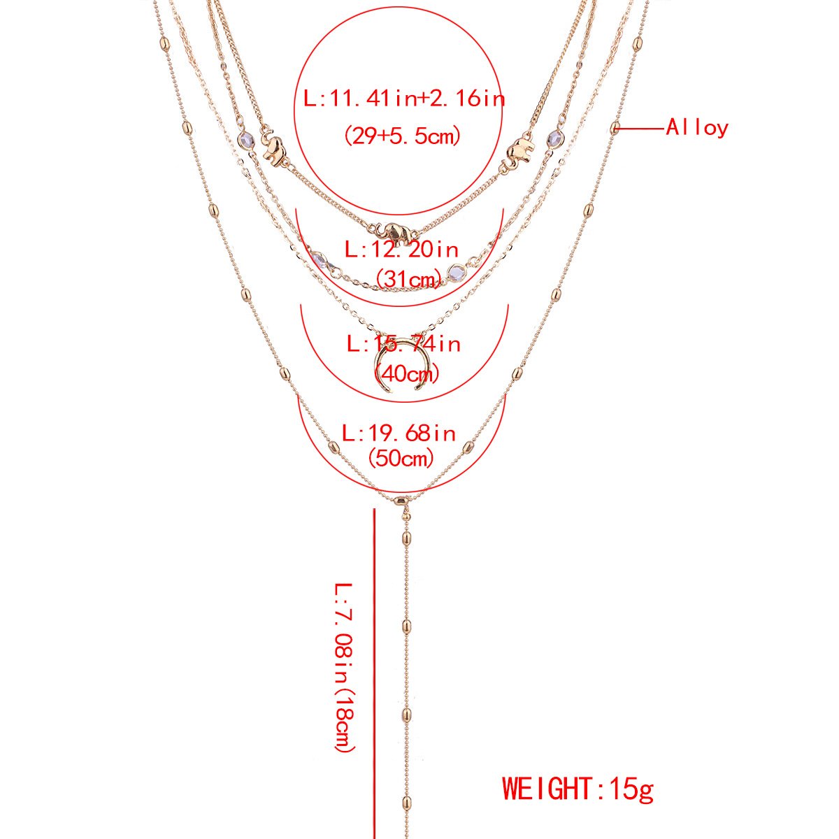 DoubleNine Bohemian Multilayered Necklace Layering Elephant Horn Moon Choker Long Chain Jewelry Accessories for Women Girl (silver) Beauty & Personal Care Doubnine