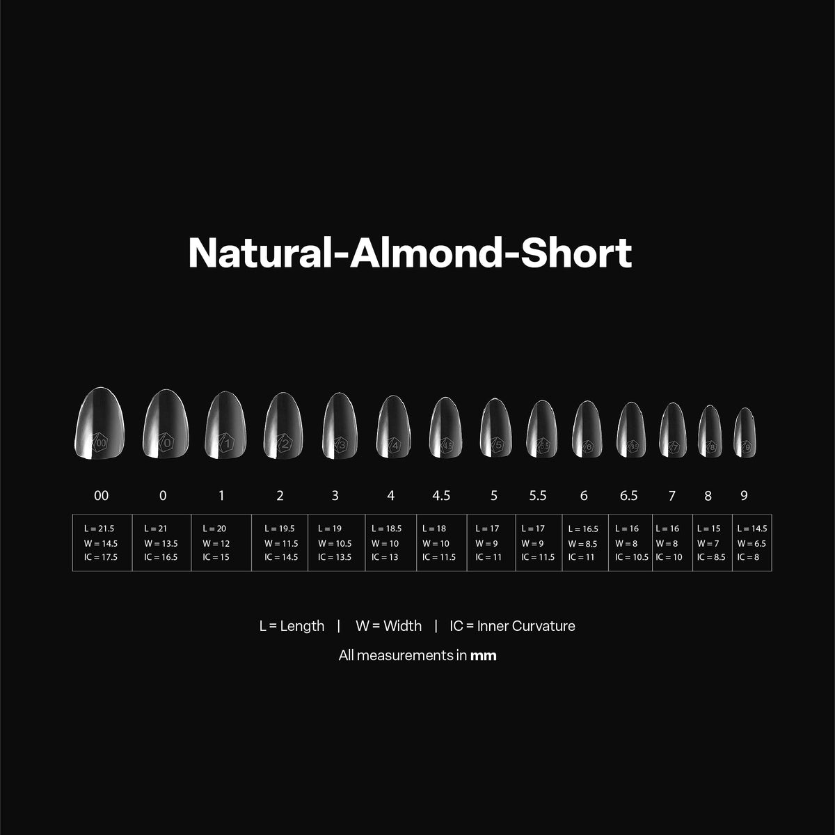 Aprés Gel-X® Almond Box of Nail Tips | 280 Gel-X Tips, Soft Tips, 14 Sizes 00-9 | Half-sizes Included (Natural Almond Short, 280 Count)