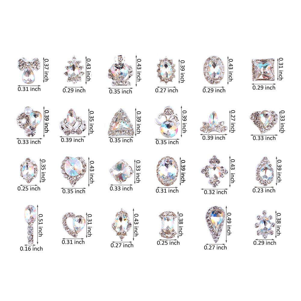 48PCS 3D Luxury Nail Art Rhinestones Nail Diamonds Glass Crystal AB Metal Gems Jewels Stones for DIY Nail Art Work Design Decoration Craft Jewelry Beauty & Personal Care PARAOR