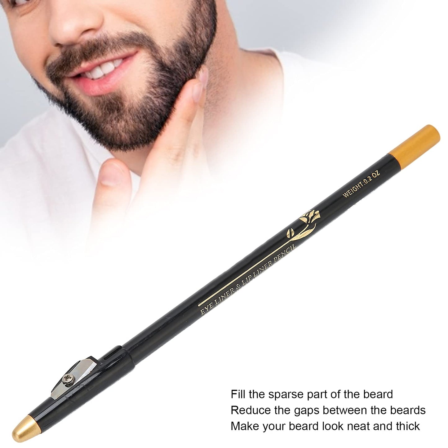 Barber Pencil, Beard Pencil Filler for Men, Barber Pencil for Lineup, Household Beard Pencil Liner, Long Lasting Repair Shape Beard Pen Water/Sweat Beauty and Personal Care Betued