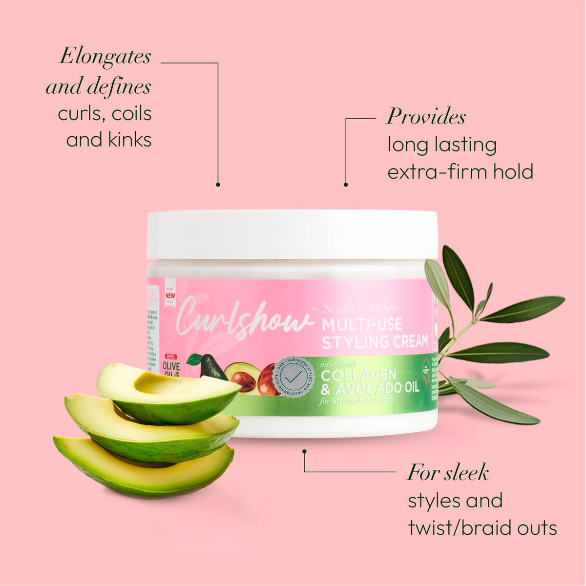 ORS Olive Oil Curlshow Multi-Use Styling Cream Infused with Collagen & Avocado Oil for Strength & Length (12.0 oz) Beauty & Personal Care ORS