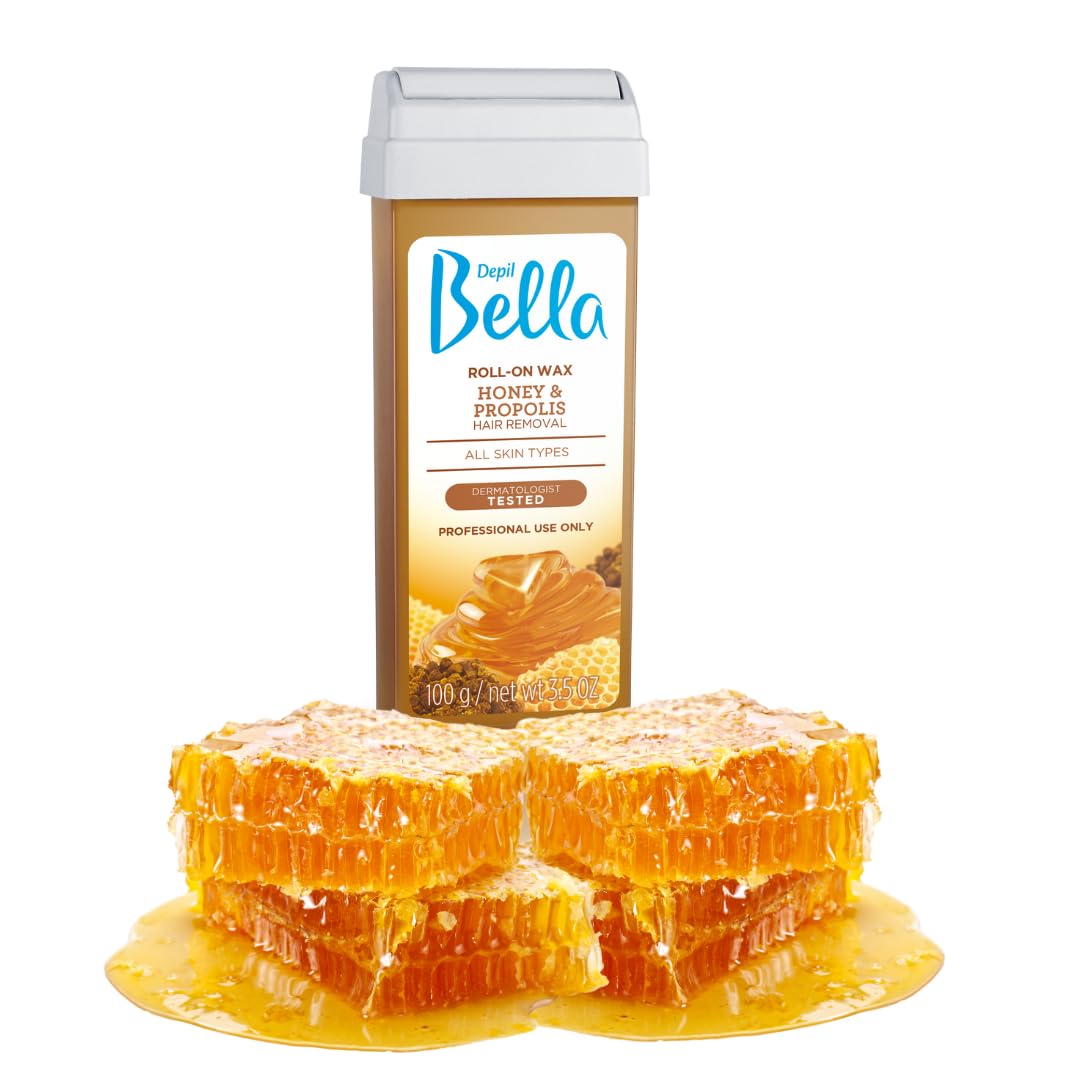 Depil Bella Brazilian Roll On Wax Honey and Propolis Depilatory - Body Waxing, Hair Removal Wax-Cartridge - For Men and Women - Home Self Waxing Beauty and Personal Care DEPIL BELLA
