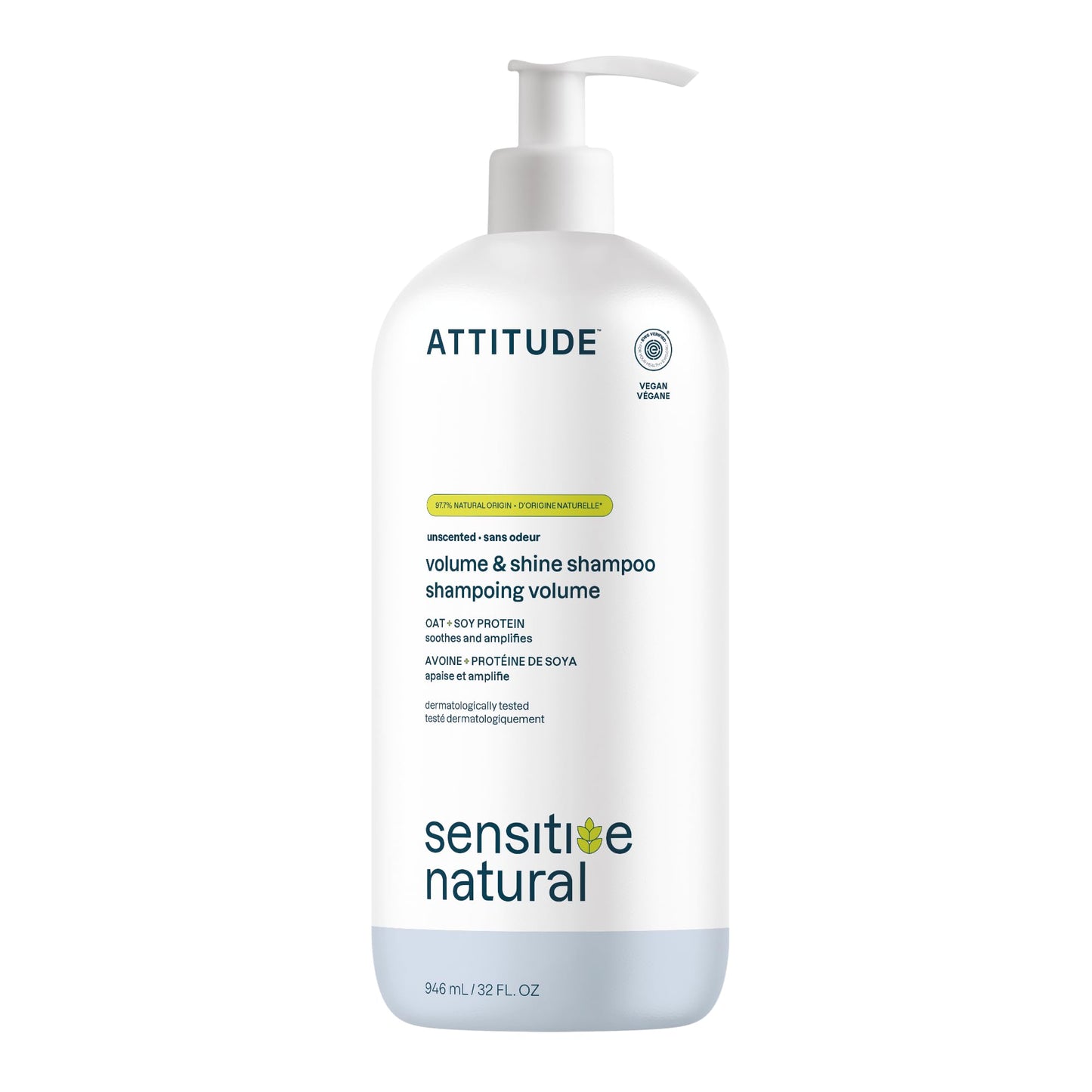 ATTITUDE Hair Shampoo for Sensitive Dry Scalp, EWG Verified, Soothing Oat, For Thin Hair, Naturally Derived Ingredients, Vegan and Plant-Based, Volume Beauty & Personal Care ATTITUDE