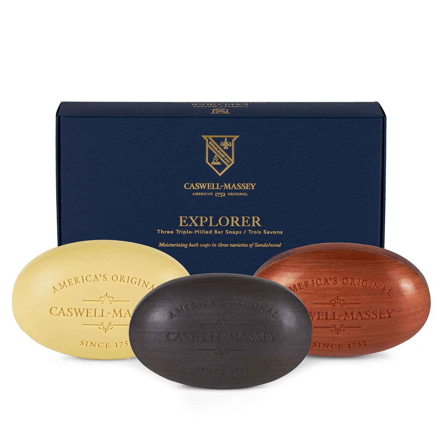 Caswell-Massey Men’s Bar Soap Gift Set - 2571, Woodgrain & Sandalwood - Moisturizing Triple-Milled Body Wash Bars for All Skin Types, Plant-Based Beauty & Personal Care Caswell-Massey