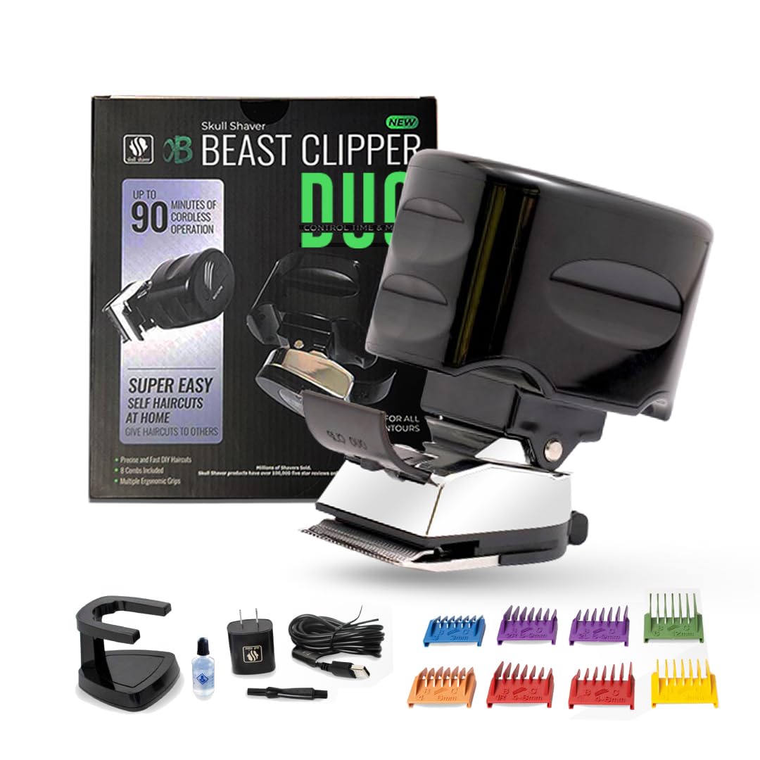 Skull Shaver Beast Clipper Duo - Home Haircut & Grooming Kit - Durable Steel Blades - Cordless Operation - Adjustable Combs - Designed for Men & Women Beauty and Personal Care Skull Shaver