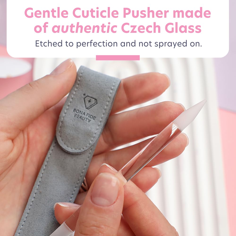 BONA FIDE BEAUTY Glass Cuticle Pusher - Dual Ended Manicure Stick - Premium Czech Tools Beauty and Personal Care BONA FIDE BEAUTY