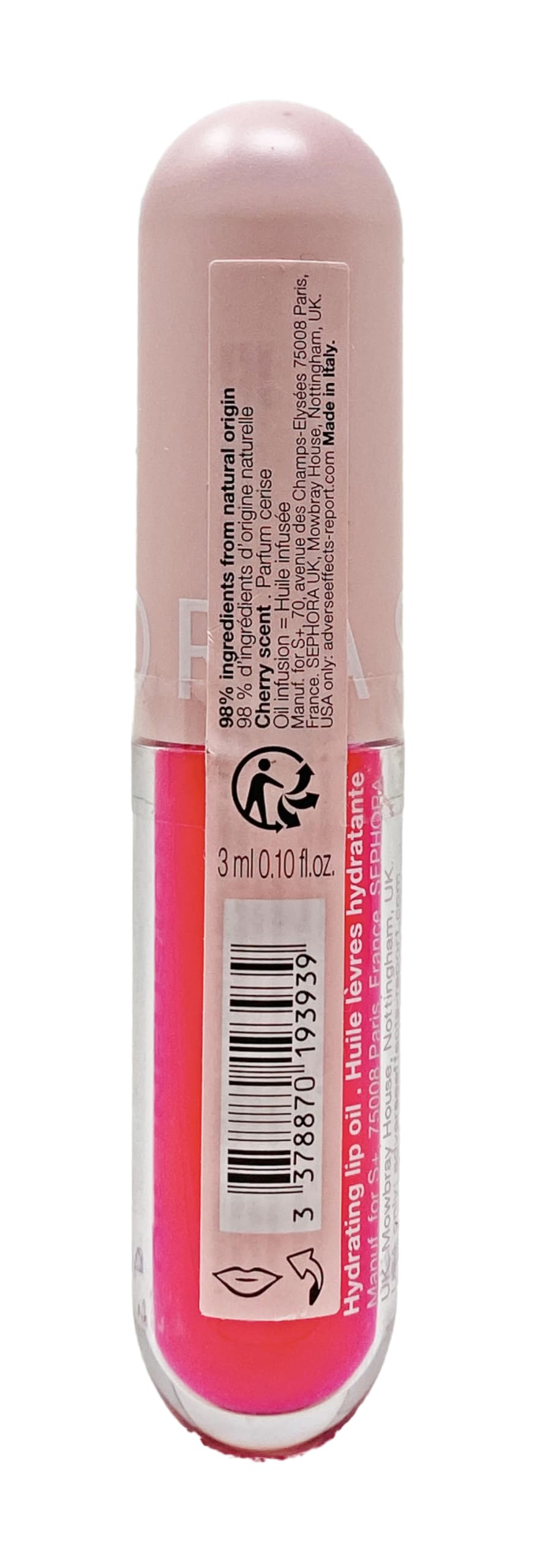 SEPHORA COLLECTION Oil Infusion Hydrating Lip Oil - Cherry (rosy pink) 0.10 oz/3 ml Beauty and Personal Care SEPHORA