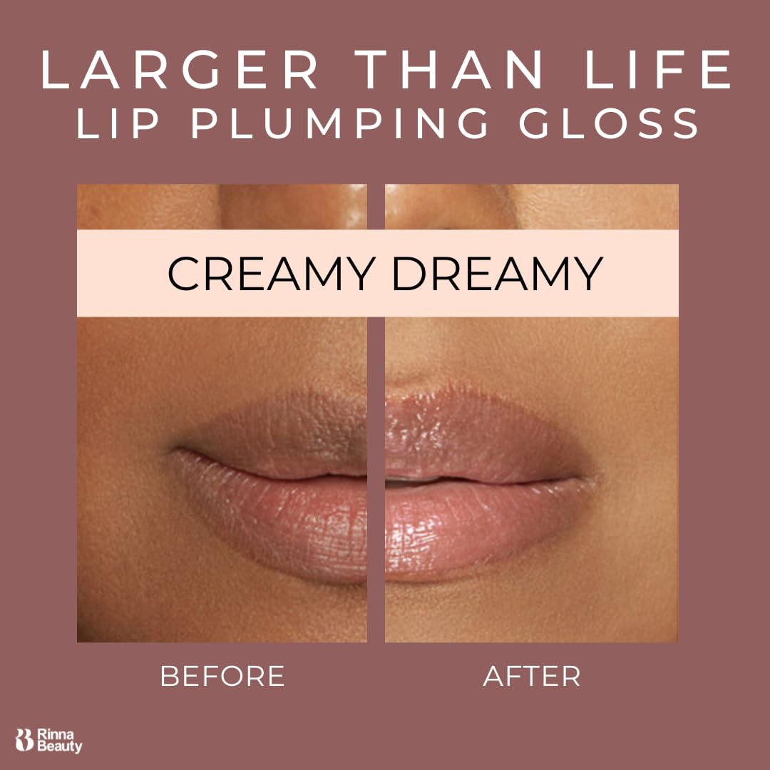 Rinna Beauty Lip Plumping Gloss - Creamy Dreamy - Helps Boost Collagen, Increases Lip Volume, Elastin Production - Vegan, Cruelty-Free - 1 each Beauty & Personal Care Rinna Beauty