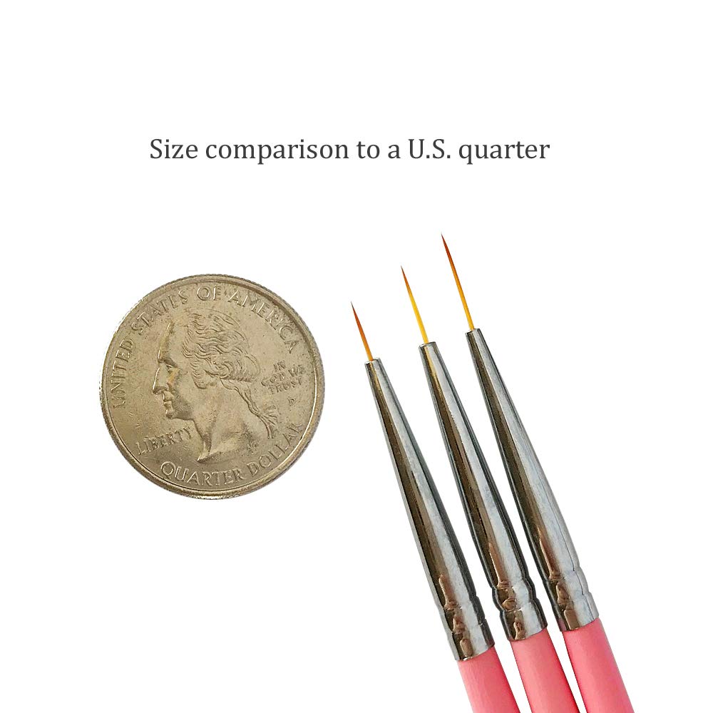 Winstonia Super Fine Nail Art Brush Set for Thin Lines, Tiny Details, Fine Drawing, Delicate Coloring. 3 pcs Brushes Kit - BERRY WINE Beauty & Personal Care Winstonia
