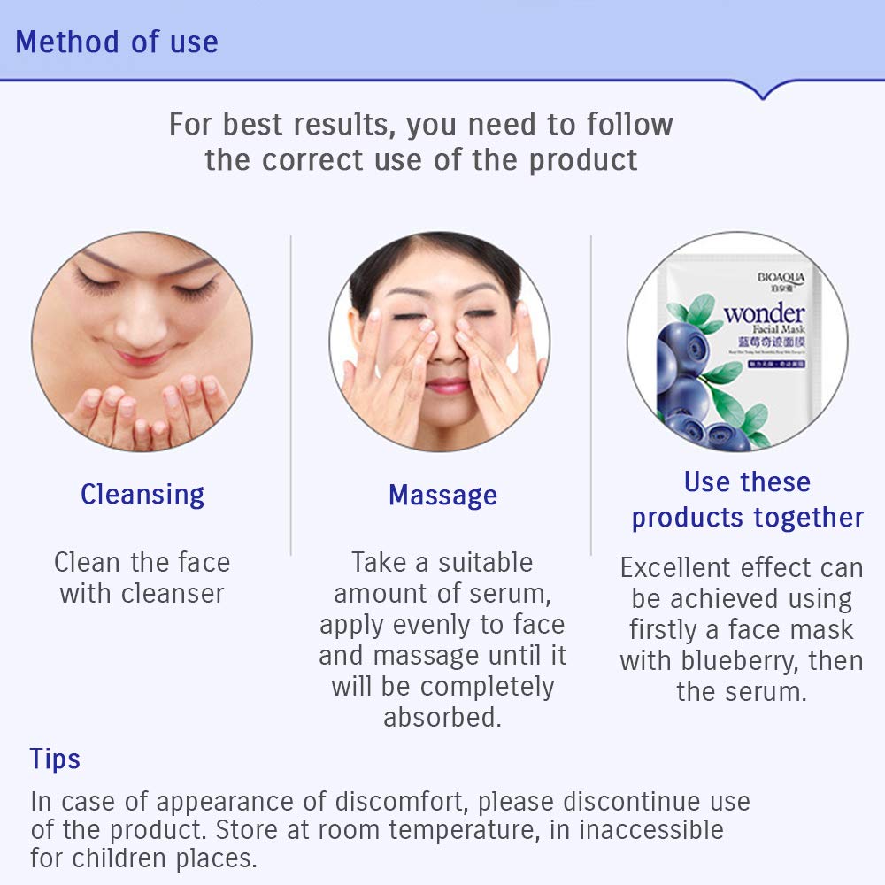 BIOAQUA Skin Care Blueberry Serums Hyaluronic Essence Acid Liquid Anti Wrinkle Anti Aging Collagen Pure Moisturizing Day 15ml Beauty & Personal Care BIOAQUA