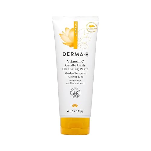 Derma E Vitamin C Gentle Daily Cleansing Paste, 4.0 Oz, Vitamin C Face Mask or Facial Wash with Turmeric, Brightening and Clarifying Facial Mask Beauty & Personal Care Derma E