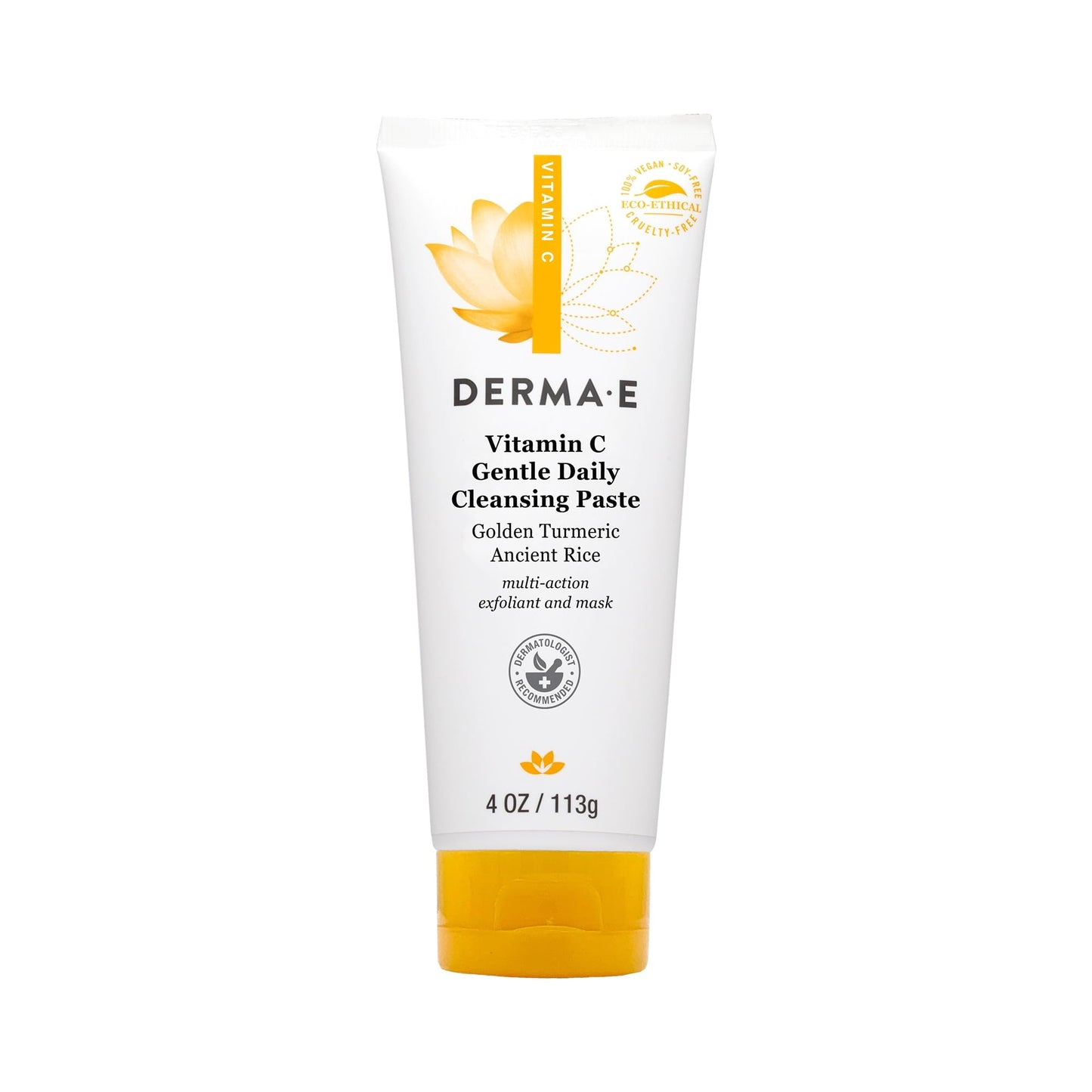Derma E Vitamin C Gentle Daily Cleansing Paste, 4.0 Oz, Vitamin C Face Mask or Facial Wash with Turmeric, Brightening and Clarifying Facial Mask Beauty & Personal Care Derma E