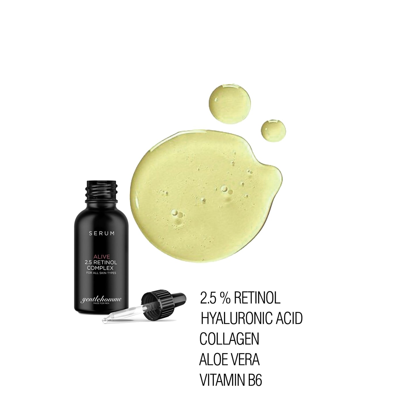 Gentlehomme Men's Anti-Aging Retinol Serum - Hydrating Serum with Hyaluronic Acid, Vitamin B6, and Aloe Vera - Reduces Signs of Aging, Dark Spots Beauty & Personal Care Gentlehomme