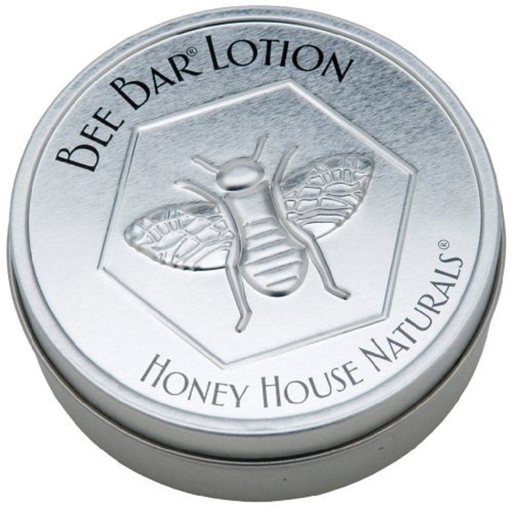 Honey House Solid Lotion Bee Bar (No Added Scent, 2 oz) New in Silver Embossed Tin Case Beauty & Personal Care Honey House Naturals