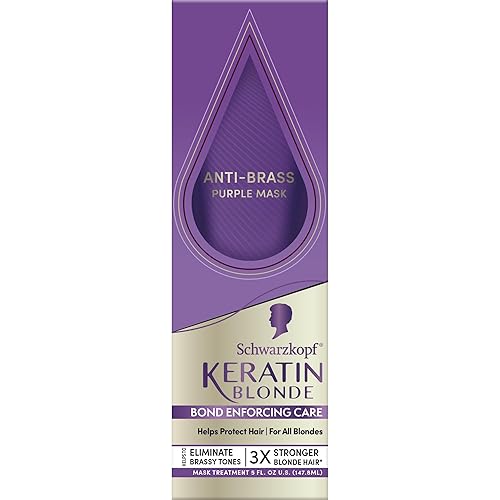 Schwarzkopf Keratin Blonde Anti-Brass Purple Mask, 5 fl oz, Helps Strengthen Hair, Bond Enforcing Care, Tones Brassiness & Yellow Tones, Adds Beauty & Personal Care Schwarzkopf