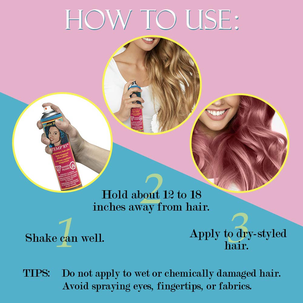 Jerome Russell Temp'Ry Spray-On Pink Hair Color, 2.2Oz X 3 Pack Beauty & Personal Care Jerome Russell