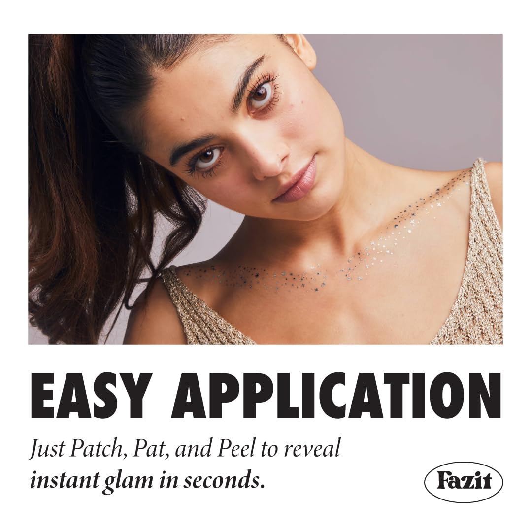 Fazit Makeup Patches - Silver Decollatage Speckles - Glow Up Make-Up Patches - Cute Glitter Makeup Accessories For Women - Cosmetic Glitter Beauty & Personal Care Fazit