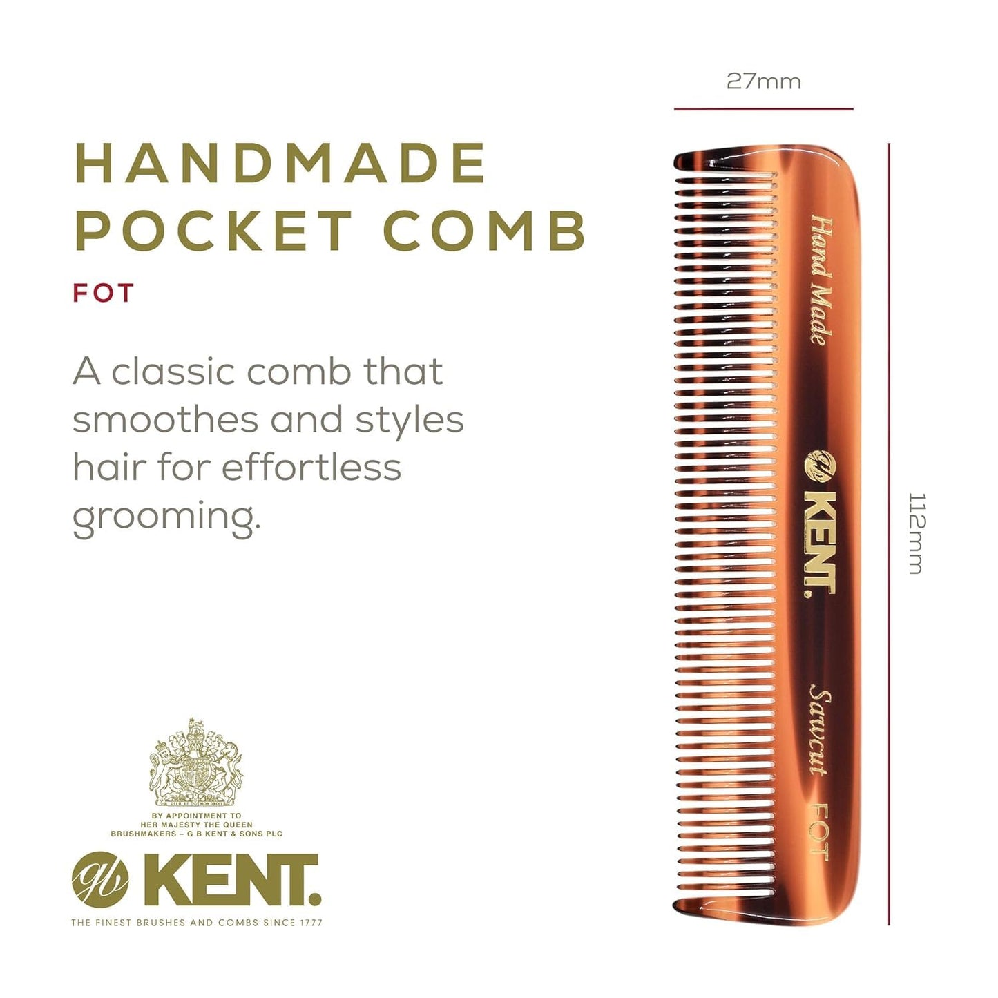 Kent Beard & Mustache Set - BRD5 Horse Hair + Nylon Bristle Brush, 81T + FOT Handmade Sawcut Combs, Pistol-Grip Wood Handle, Dry/Wet Use, Distributes Beauty and Personal Care KENT