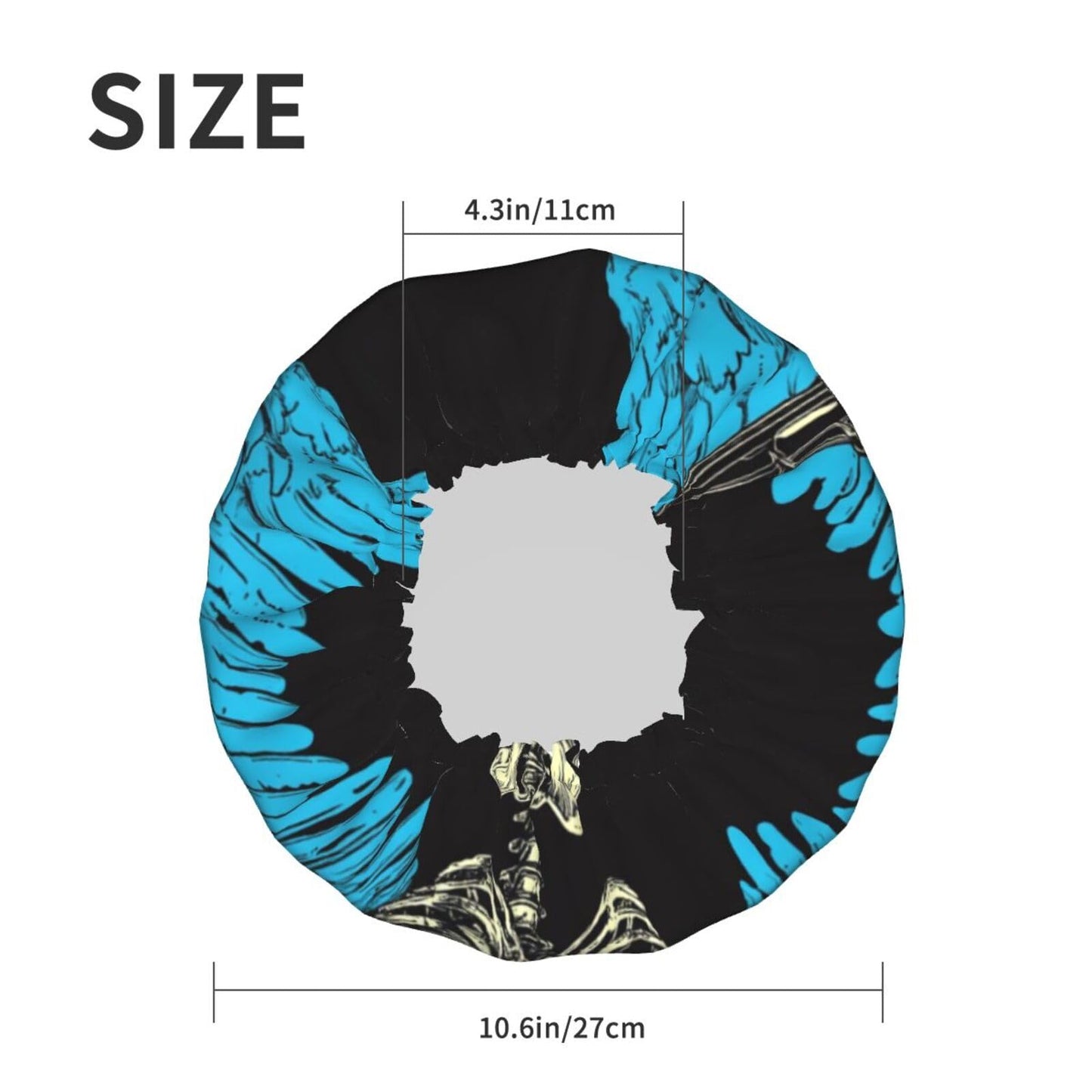 Skeleton Angel With Blue Wings Prints Shower Cap Double Layer Lined Waterproof Bathing Shower Hat Beauty and Personal Care Gjieliness