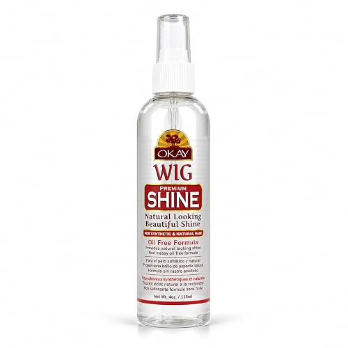 OKAY Pure Naturals Premium Wig Shine - Oil Free Wig Shine Spray for Synthetic & Human Hair Wigs, Spritz for Women & Men to Detangle & Moisturize, Silk Beauty & Personal Care OKAY