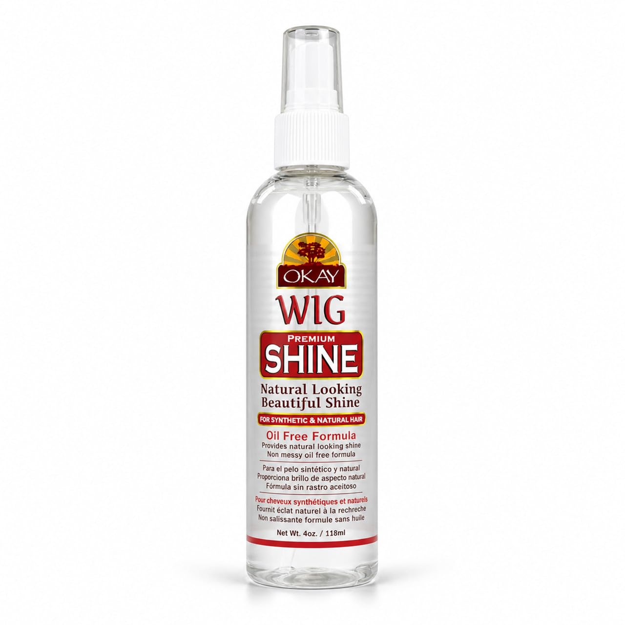 OKAY Pure Naturals Premium Wig Shine - Oil Free Wig Shine Spray for Synthetic & Human Hair Wigs, Spritz for Women & Men to Detangle & Moisturize, Silk Beauty & Personal Care OKAY