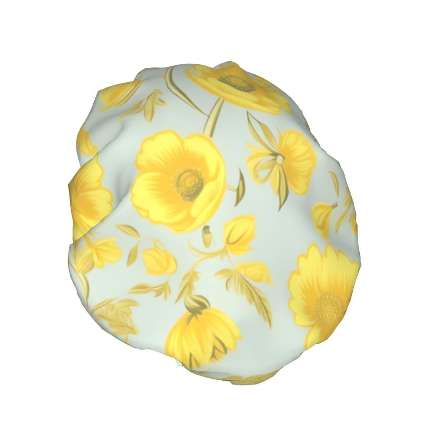 Yellow flower Shower Cap for Women Men Large Reusable Shower Bonnet Double-Layer Waterproof Bath Caps Elastic Band Hair Hat for All Hairstyles Beauty and Personal Care BWLHJKE