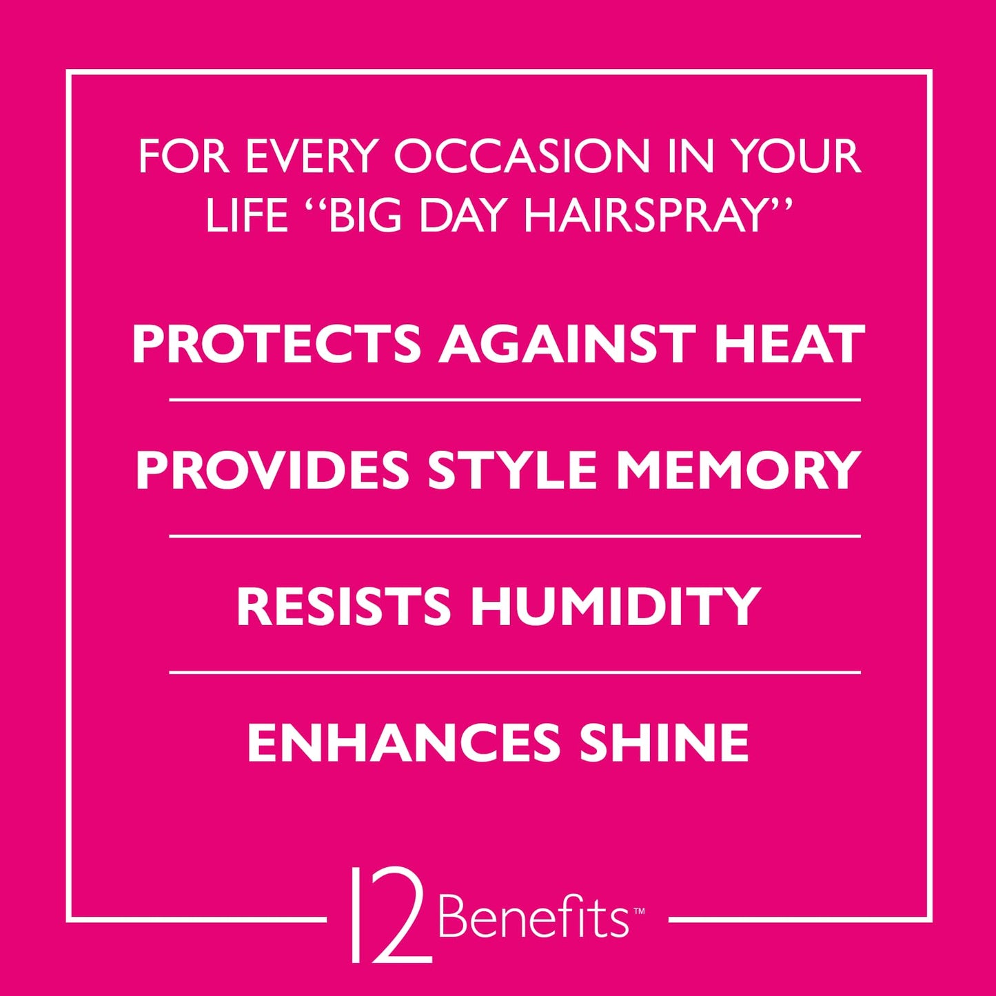 12 Benefits Big Day Hairspray - Long-lasting Hair Care Volume Spray w/Argan Oil, Vitamin B5, Silk Protein + Salon Product, Heat Protectant, Humidity Beauty & Personal Care 12 Benefits
