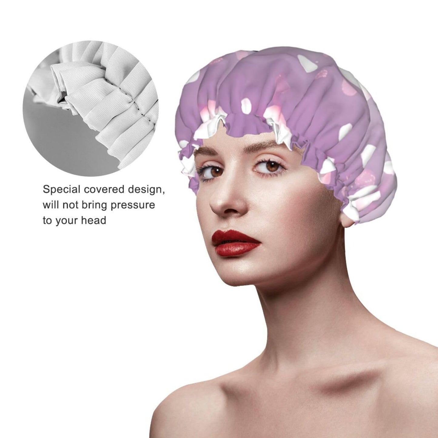 purple Poodle Polka Dot Shower Cap for Women Men Large Reusable Shower Bonnet Double-Layer Waterproof Bath Caps Elastic Band Hair Hat for All Beauty and Personal Care BWLHJKE