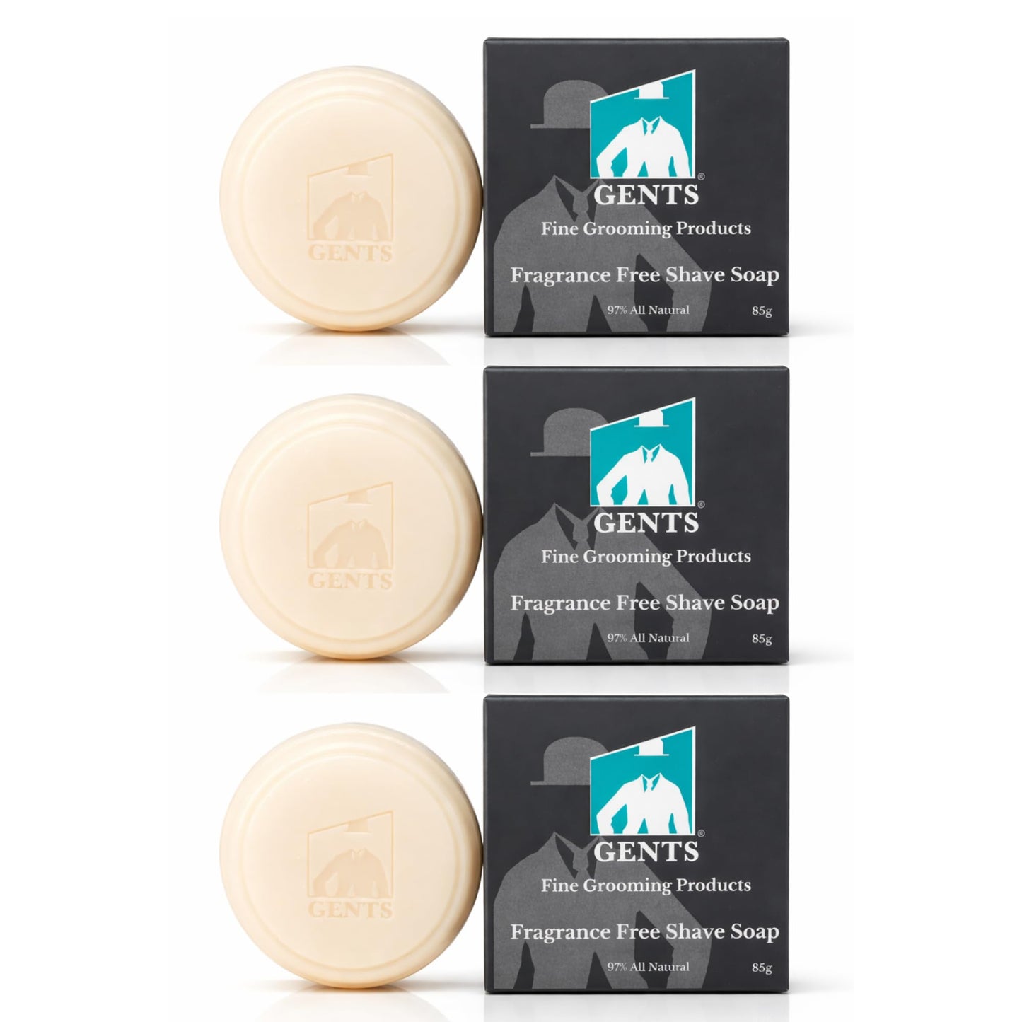 GENTS Men’s Shaving Soap Set - 3 Pack Natural Fragrance Free Shave Bars with Shea Butter for Sensitive Skin, Rich Lather, Razor Burn Relief Beauty and Personal Care G.B.S