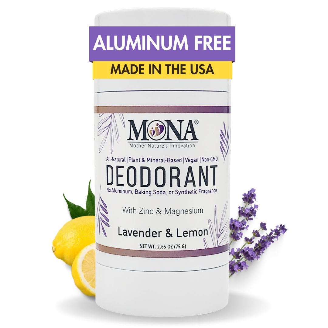 MONA BRANDS All Natural Magnesium Deodorant for Women & Men - Aluminum, Baking Soda, & Synthetic Fragrance Free for Sensitive Skin (Lavender Lemon) Beauty and Personal Care MONA