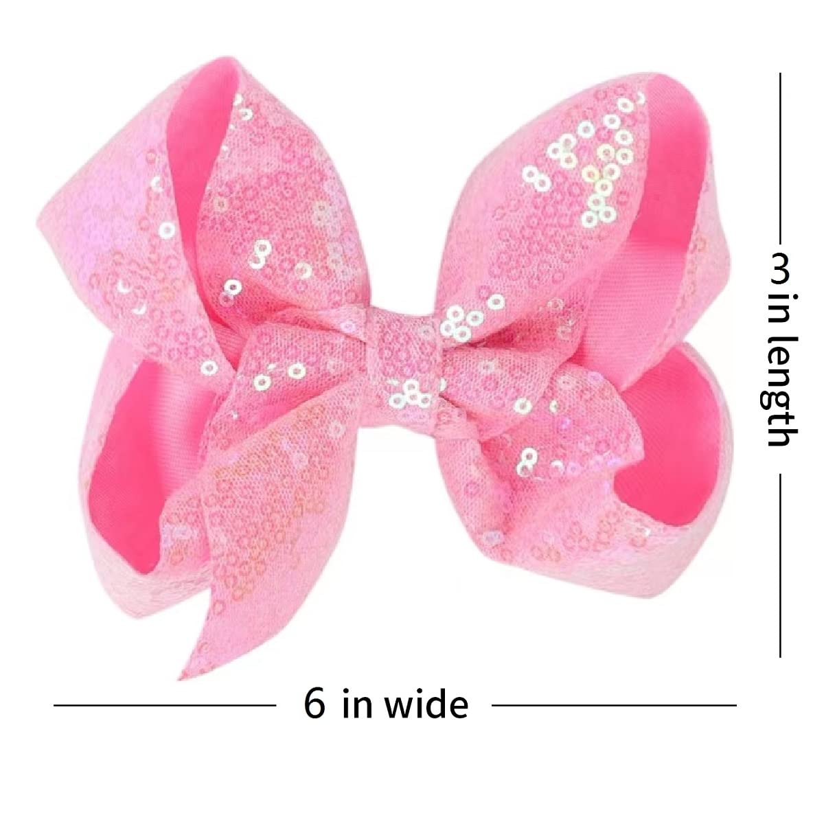 AMYDECOR 6 Inch Pink Sparkly Glitter Sequin Hair Bows for Girls Toddlers Kids Children Teenage (2PCS) Beauty & Personal Care AMYDECOR