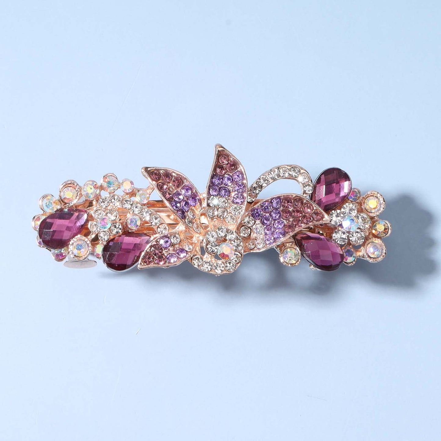 Yheakne Crystal Hair Clip Barrette Purple Rhinestone Hair Barrette Clip Bling Wedding Headpieces Flower Decorative Head Clip Headwear Bride Hair Beauty & Personal Care Yheakne