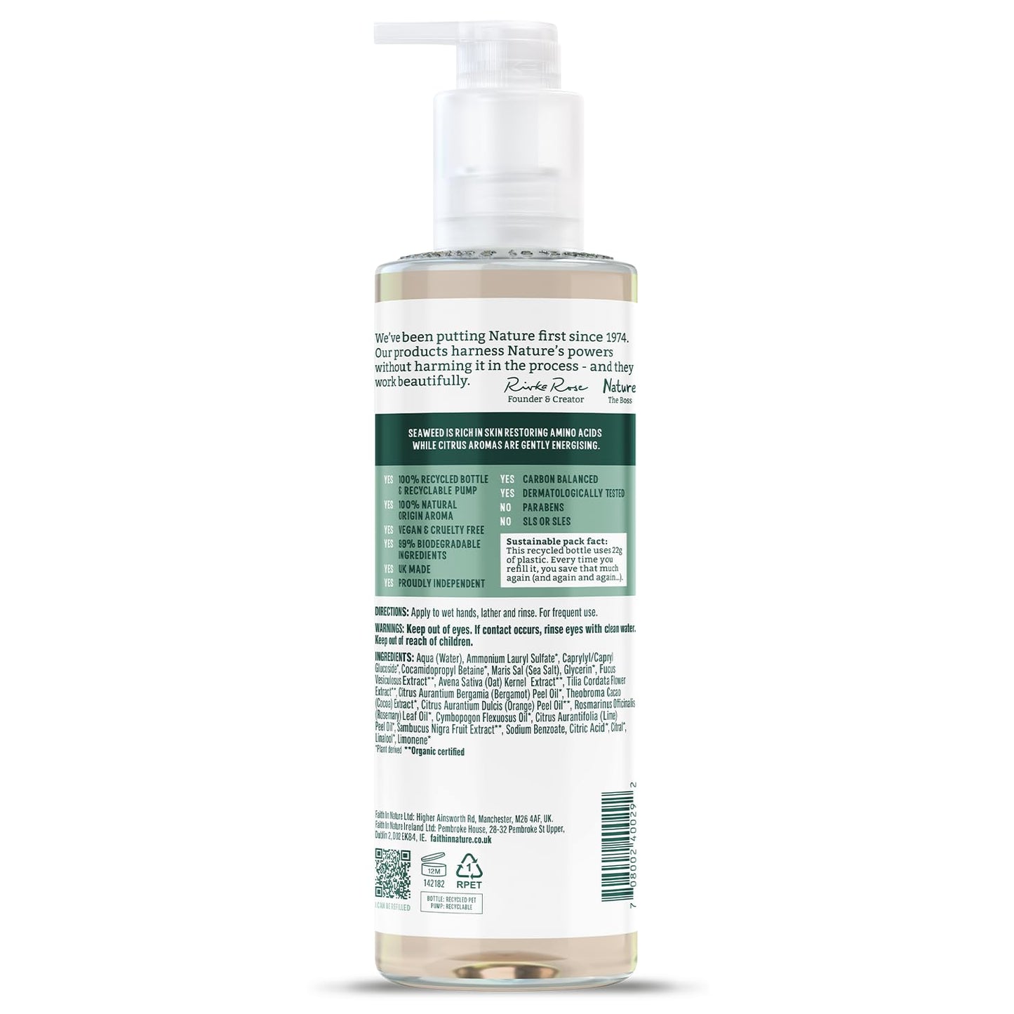 FAITH IN NATURE Natural Seaweed and Citrus Liquid Hand Wash, Restorative, Vegan and Cruelty Free, No SLS or Parabens, 400 ml Beauty & Personal Care FAITH IN NATURE