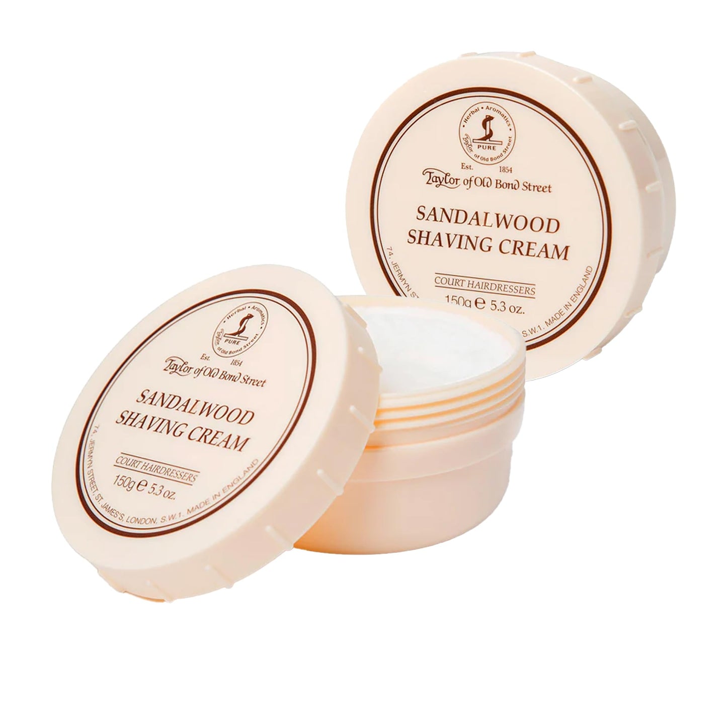 Taylor of Old Bond Street Sandalwood Fragrance Shaving Cream Bowl 150g (2-Pack) - Rich Lather for Traditional Shaving Beauty and Personal Care Taylor of Old Bond Street