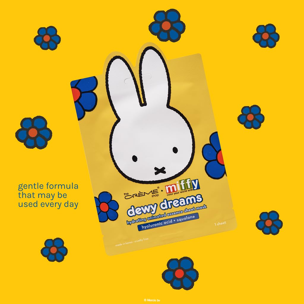 The Crème Shop Miffy Dewy Dreams Hydrating Animated Essence Sheet Mask with Hyaluronic Acid, Hydrating Glass Skin, K-Beauty, Cruelty-Free, Safe Beauty & Personal Care The Crème Shop