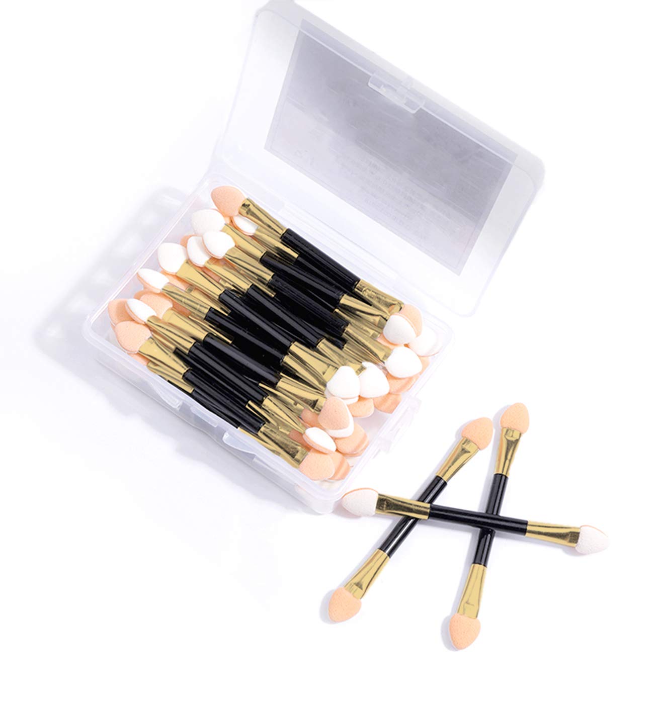 GTVIA 50 Pack Double-end Eye Shadow Brush, Disposable Double Sided Eyeshadow Brush Makeup Applicators Beauty Kit (Gold) Beauty & Personal Care GTVIA