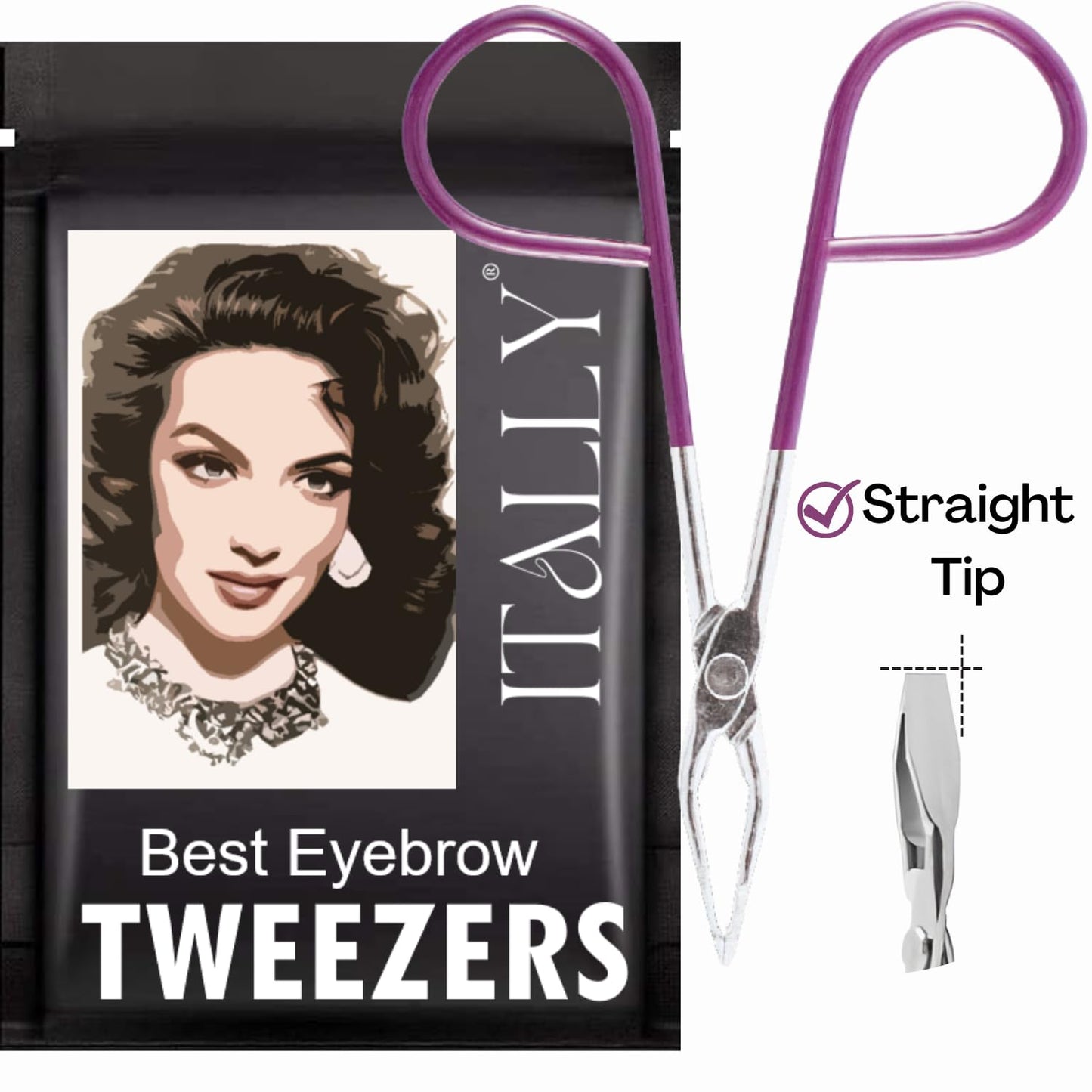 ITALLY Professional Salon TWEEZERS with Easy Scissor Handle, The BEST PRECISION EYEBROW TWEEZERS Men/Women, Pinzas Para Cejas, Ingrown Hair Beauty and Personal Care ITALLY