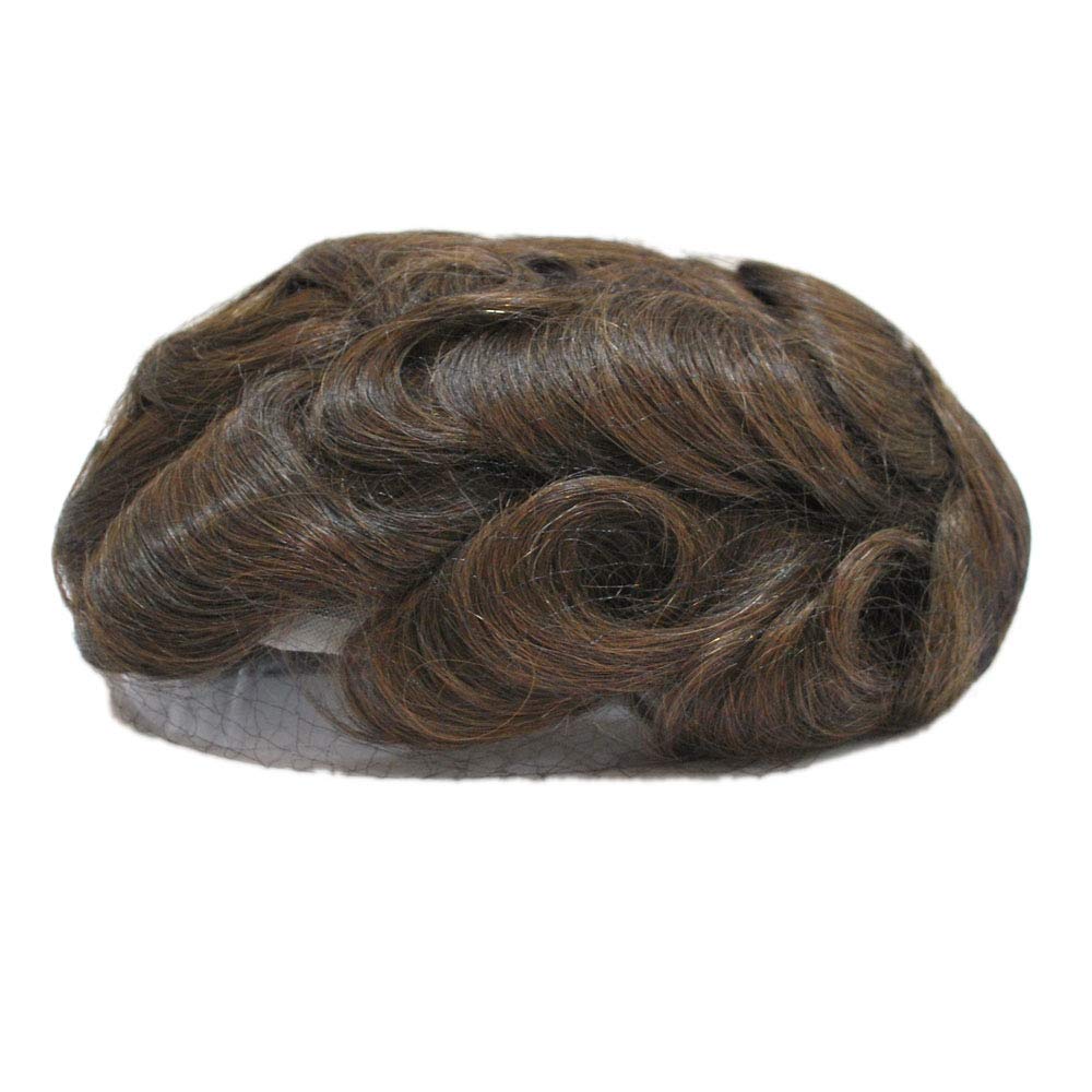 Super Thin Skin Toupee for Men Black Brown Human Hair Unit (3#-ash brown) Beauty & Personal Care Suncolor Hair