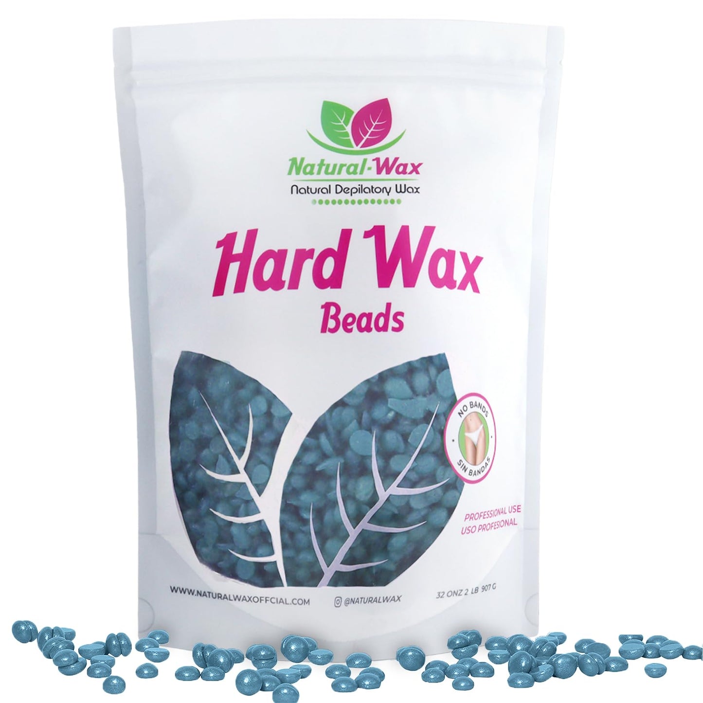 Natural Wax Hard Wax Beans - Professional Use 100% Organic - Hair Removal Wax Beads - Brazilian Waxing for All Body Parts - Large Refill Beads for Wax Beauty and Personal Care NATURAL-WAX NATURAL DEPILATORY WAX