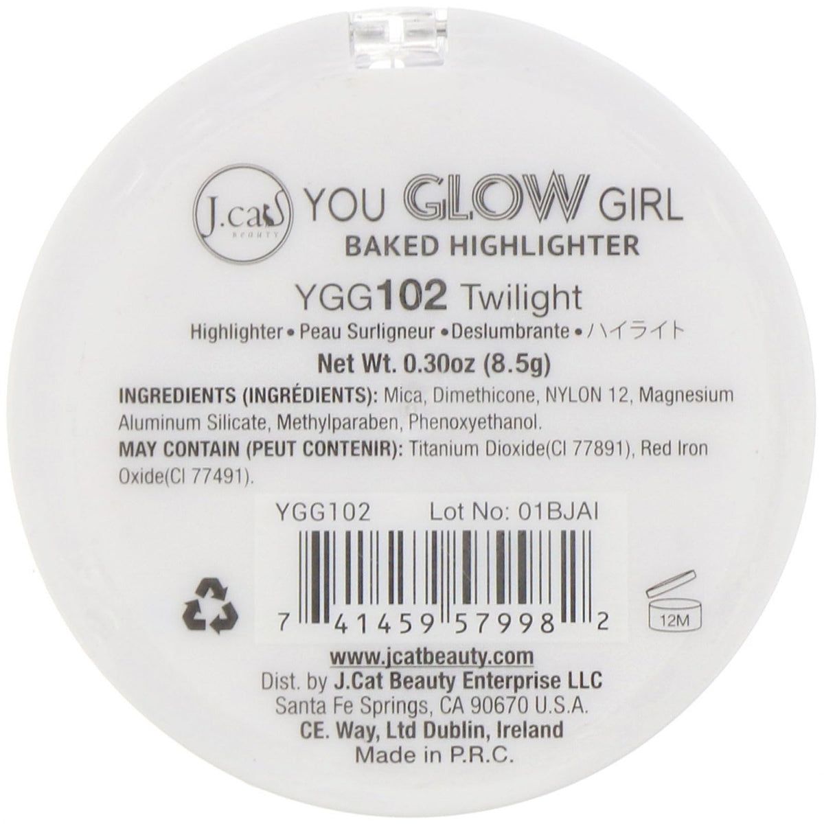 J.CAT BEAUTY You Glow Girl Baked Highlighter - Twilight, Cream, Unisex, Face Shaping Makeup, Shimmery